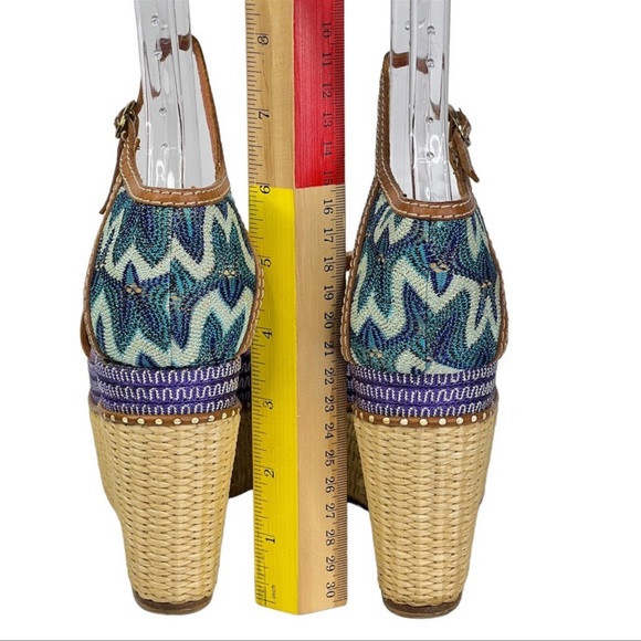 Missoni TM 26 Platform Multicolor Raffia Crochet Wedge Heel Sandals EU 38 US 8 - Picture 4 of 4